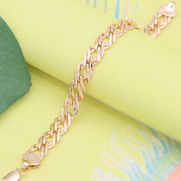 "Elegant Gold Plated Rose Gold Chain Link Bracelet for Women, XPBL1087 - Picture 6 of 12